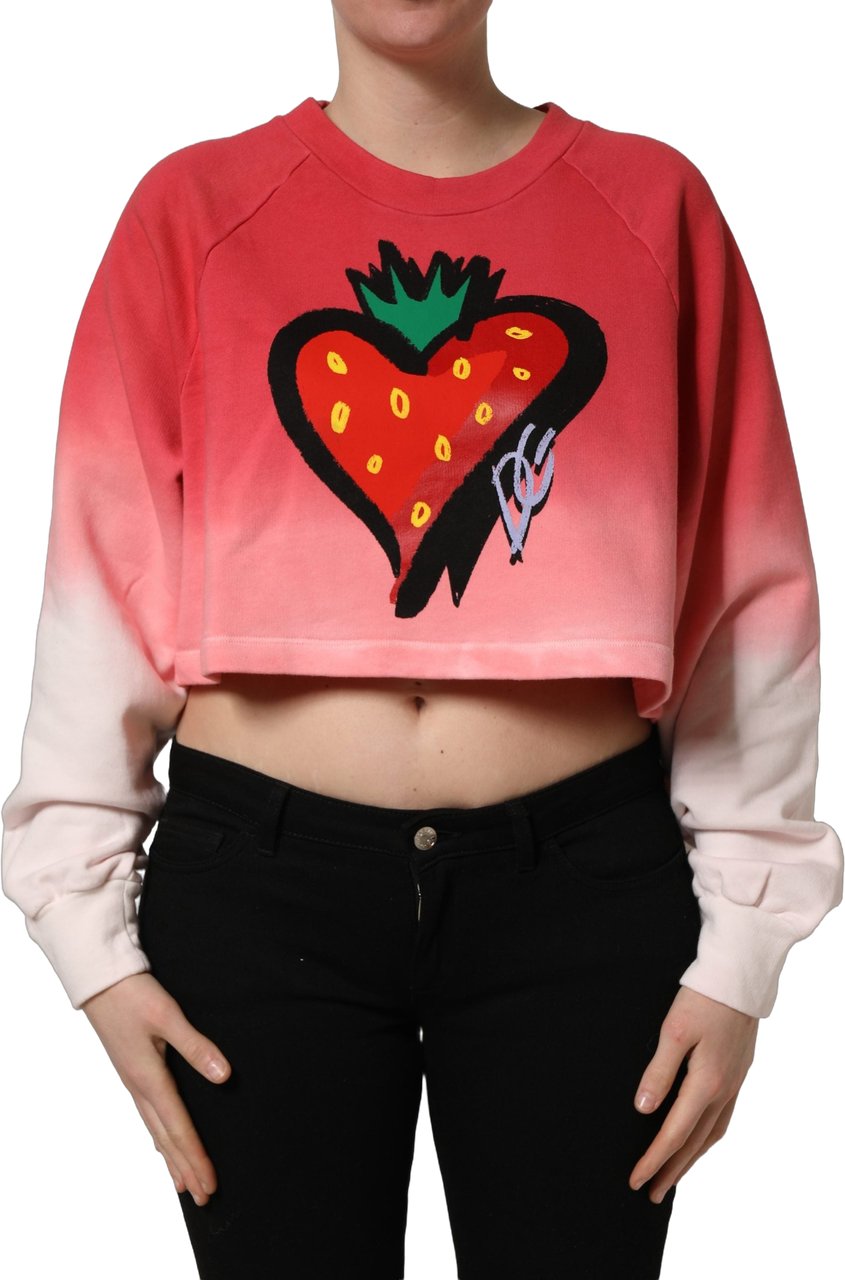 Dolce & Gabbana Multicolor StrawberryPrint Sweatshirt Sweater Maroon