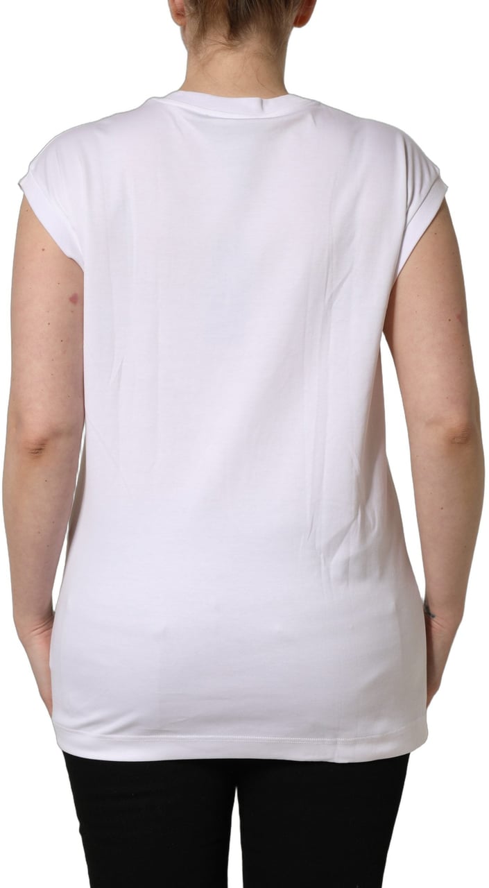 Dolce & Gabbana White Logo Round Neck Sleeveless T-shirt Wit