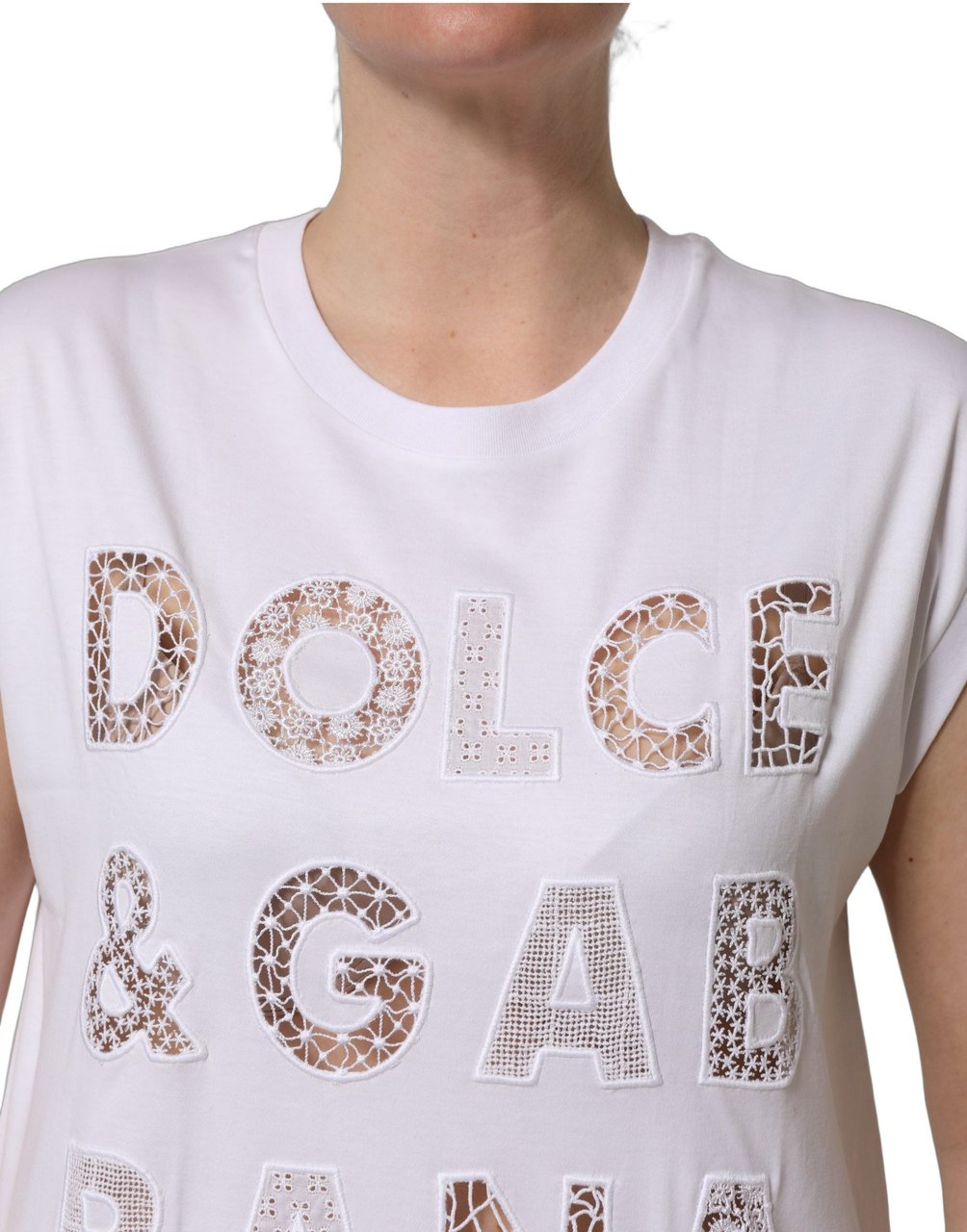 Dolce & Gabbana White Logo Round Neck Sleeveless T-shirt Wit