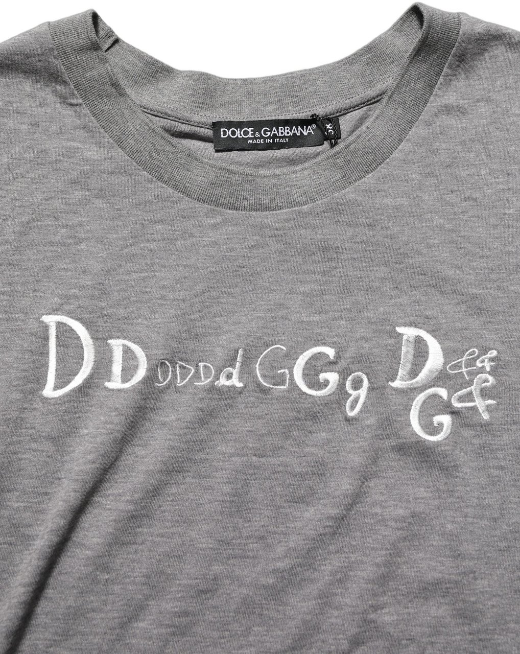 Dolce & Gabbana Gray Logo Embroidery Short Sleeve T-shirt Wit