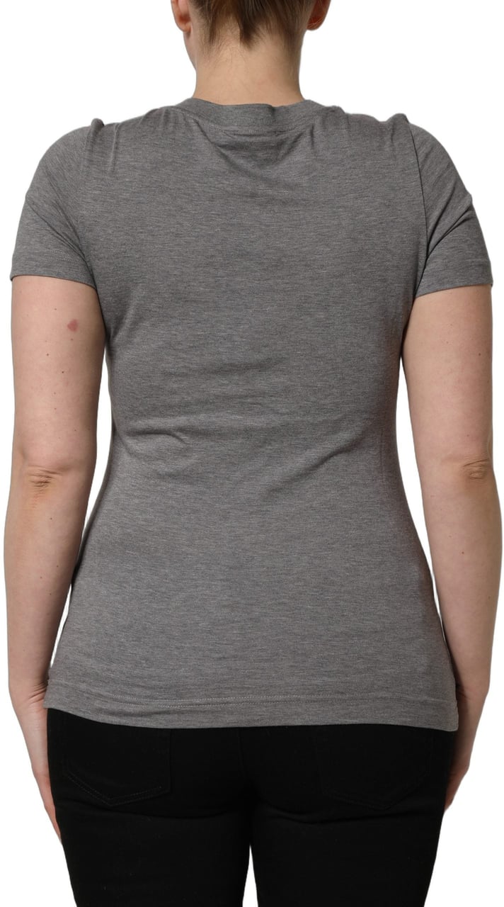 Dolce & Gabbana Gray Logo Embroidery Short Sleeve T-shirt Wit