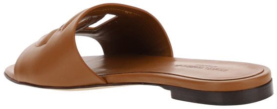 Dolce & Gabbana Brown Calf Leather Bos Taurus Flat Sandals Bruin