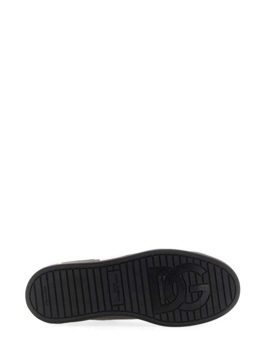 Dolce & Gabbana Portofino Low-Top Bold Branding Leather Sneakers Zwart