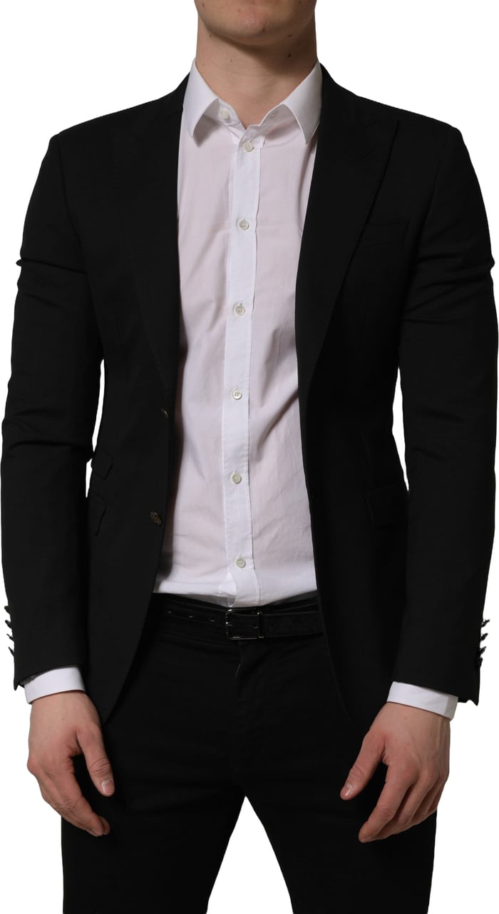 Dolce & Gabbana Black Polyester Single Breasted Blazer Jacket Zwart