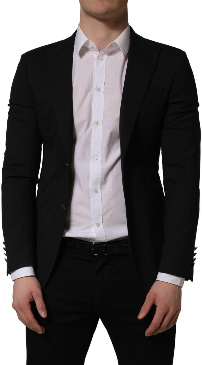 Dolce & Gabbana Black Polyester Single Breasted Blazer Jacket Zwart