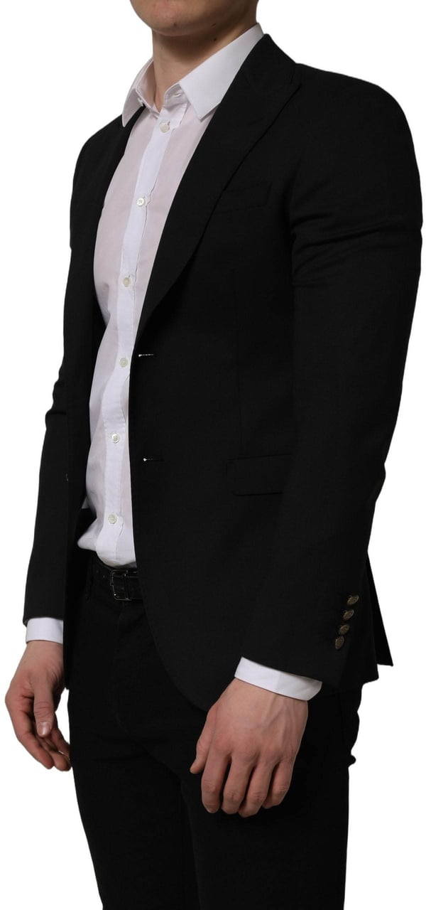 Dolce & Gabbana Black Polyester Single Breasted Blazer Jacket Zwart