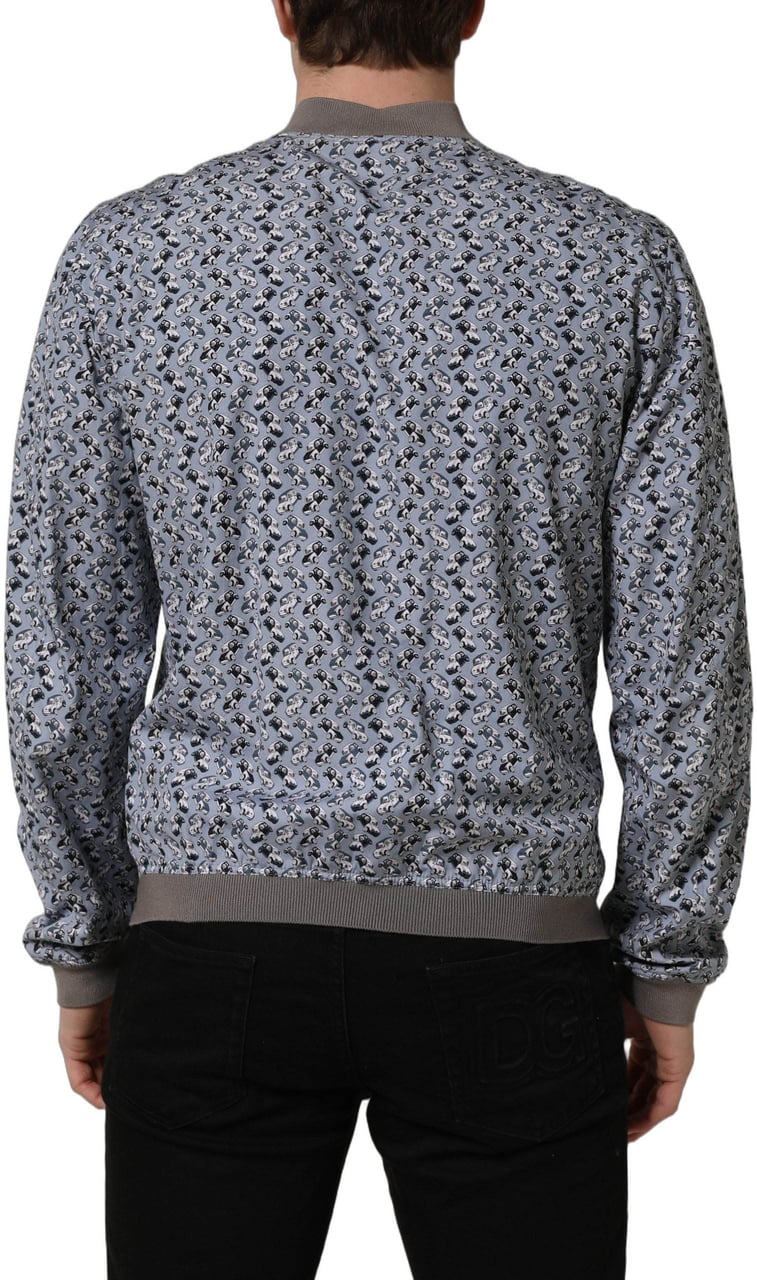 Dolce & Gabbana Light Blue Cotton Car Print Bomber Jacket Lichtblauw