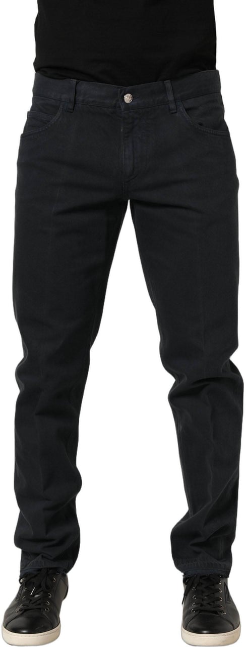 Dolce & Gabbana Black Cotton Mid Waist Skinny Men Denim Jeans Zwart
