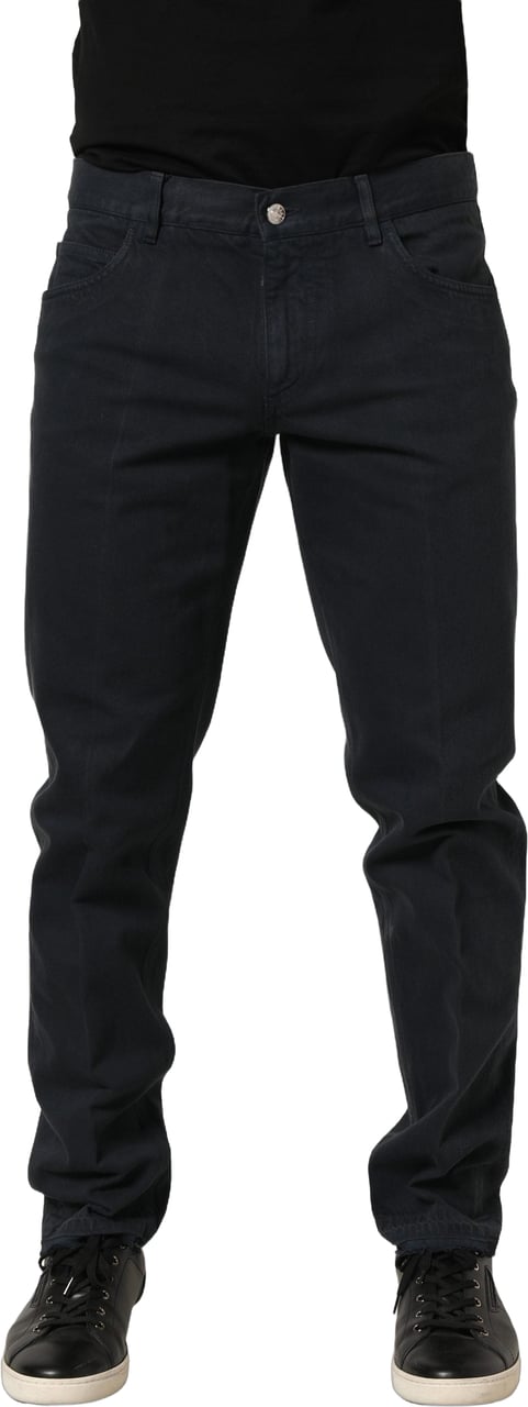 Dolce & Gabbana Black Cotton Mid Waist Skinny Men Denim Jeans Zwart