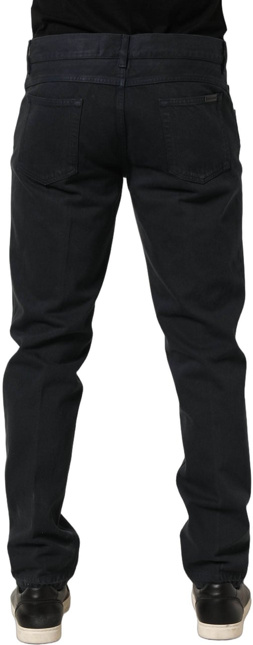 Dolce & Gabbana Black Cotton Mid Waist Skinny Men Denim Jeans Zwart