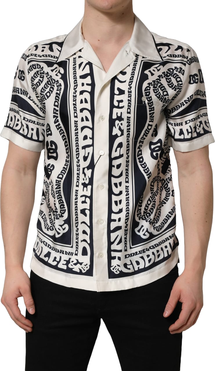 Dolce & Gabbana Black White Logo Bandana Short Sleeves Shirt Divers