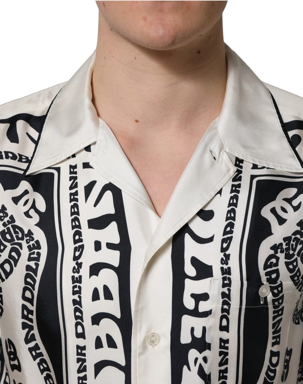 Dolce & Gabbana Black White Logo Bandana Short Sleeves Shirt Divers