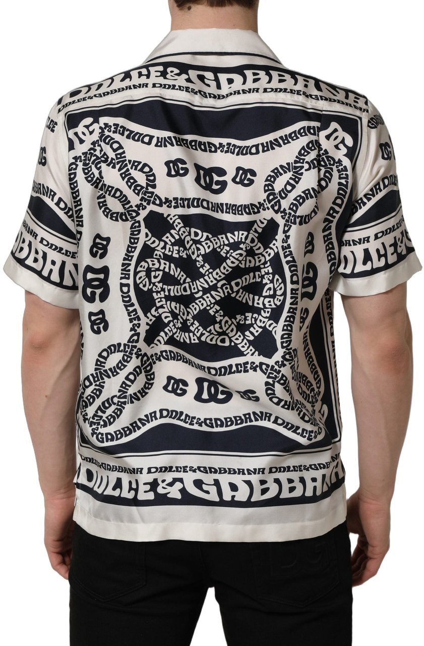 Dolce & Gabbana Black White Logo Bandana Short Sleeves Shirt Divers