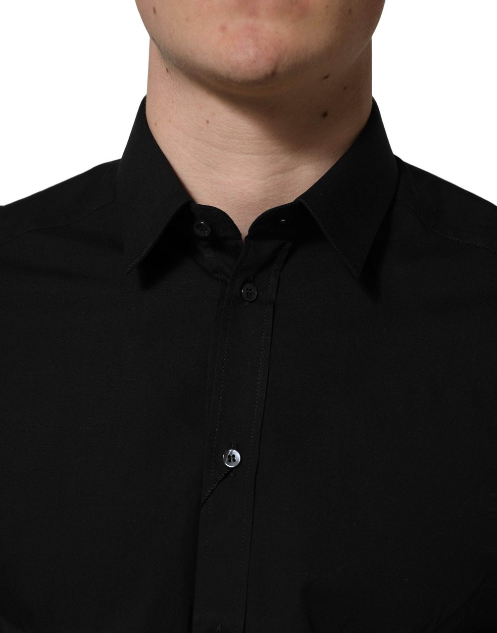 Dolce & Gabbana Black Cotton Stretch GOLD Fit Dress Shirt Zwart