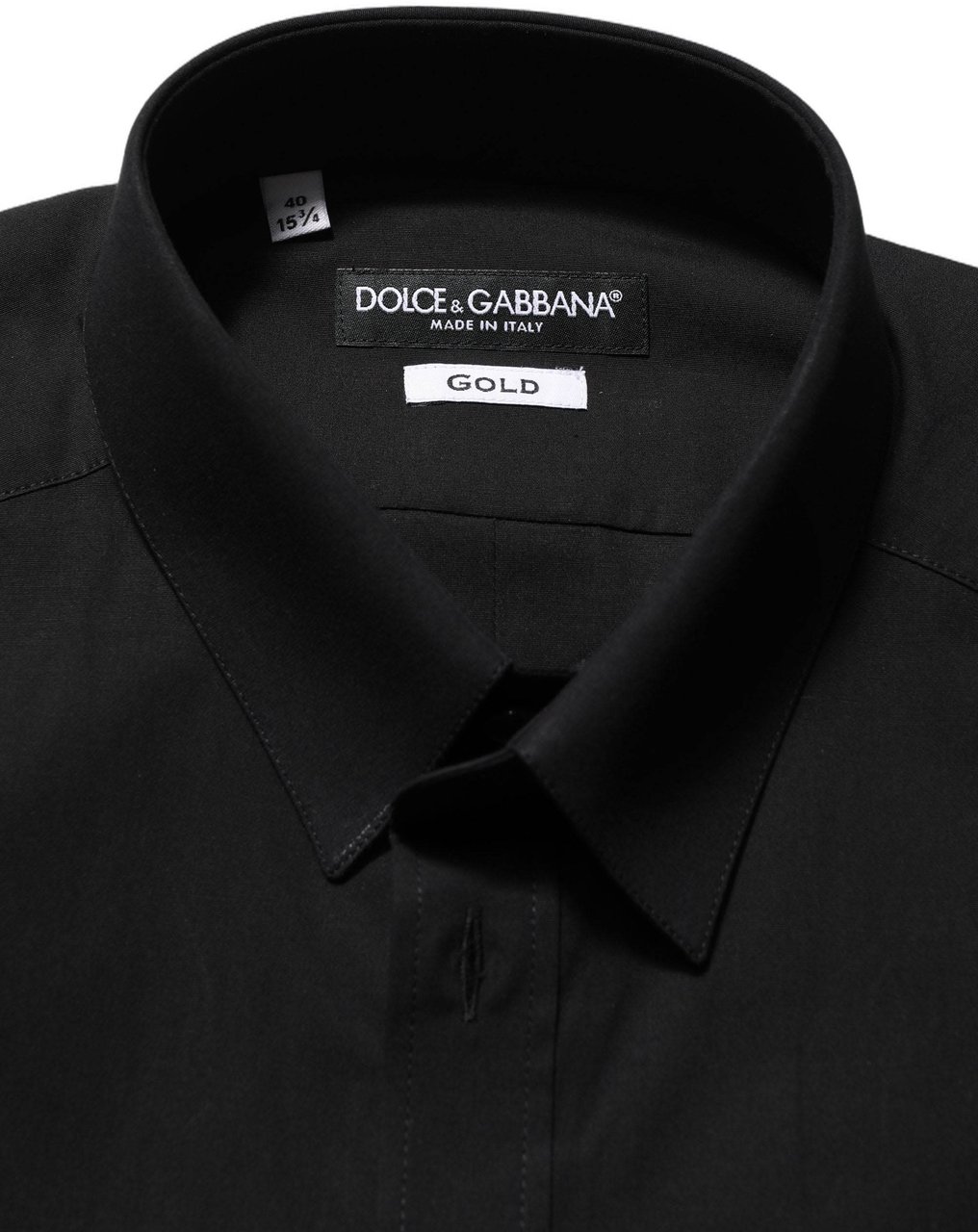 Dolce & Gabbana Black Cotton Stretch GOLD Fit Dress Shirt Zwart