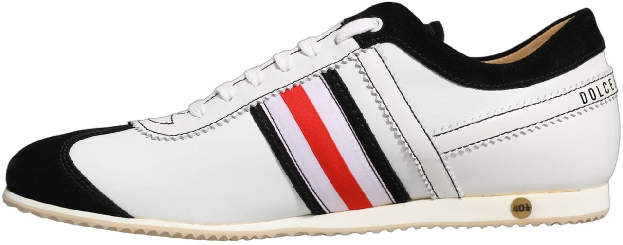 Dolce & Gabbana Black White Leather Suede Low Top Sneakers Shoes Zwart