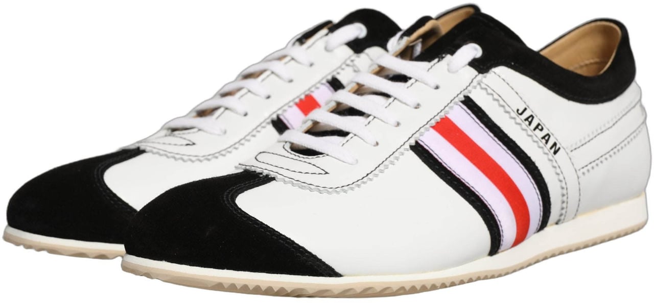 Dolce & Gabbana Black White Leather Suede Low Top Sneakers Shoes Zwart