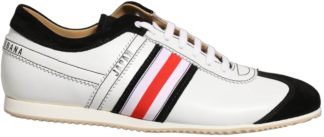 Dolce & Gabbana Black White Leather Suede Low Top Sneakers Shoes Zwart