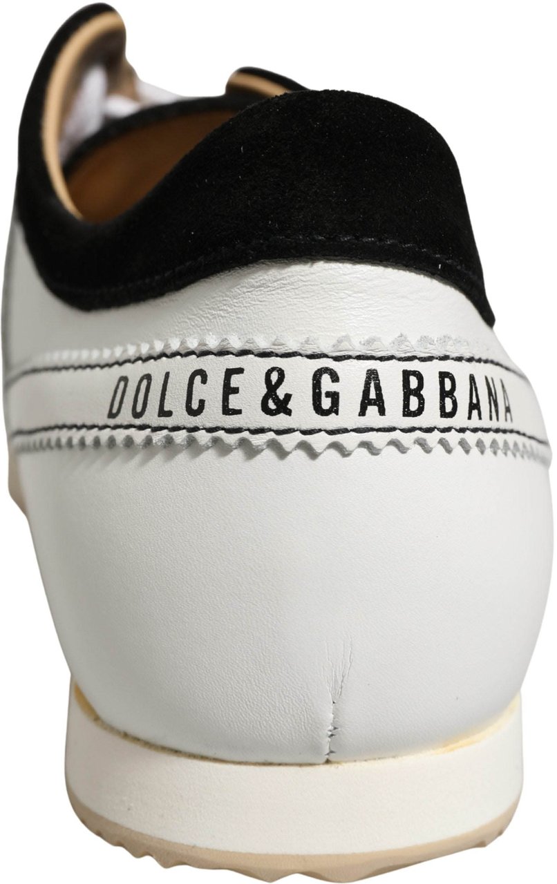 Dolce & Gabbana Black White Leather Suede Low Top Sneakers Shoes Zwart