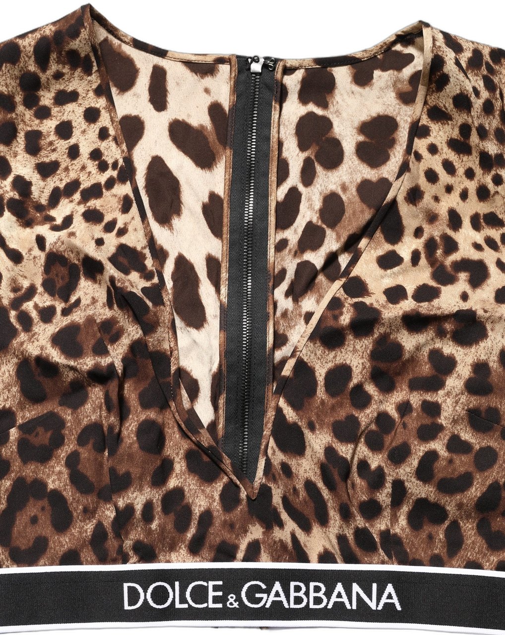Dolce & Gabbana Brown Leopard Print Cropped Silk Tank Top Bruin