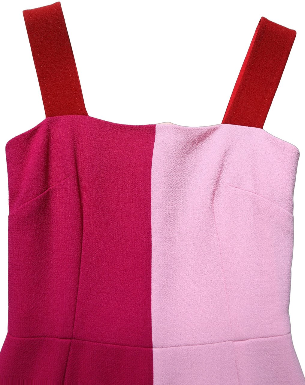 Dolce & Gabbana Two Tone Pink Wool Sleeveless Midi Dress Roze