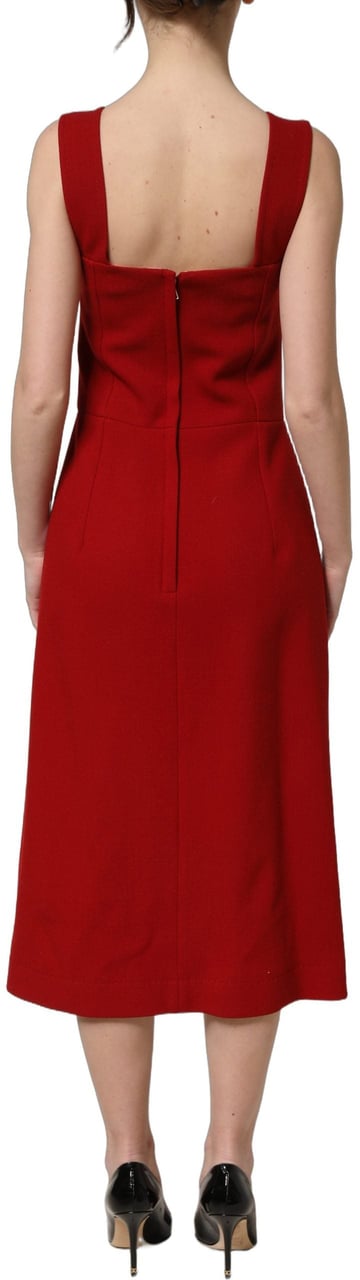 Dolce & Gabbana Two Tone Pink Wool Sleeveless Midi Dress Roze