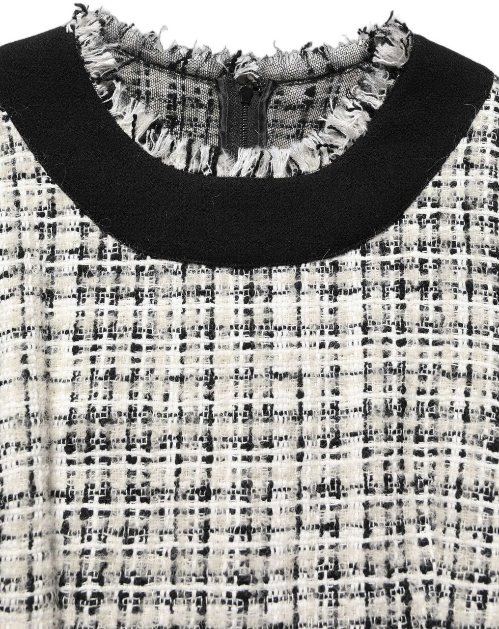 Dolce & Gabbana Multicolor Bouclé Tweed Frayed Trim Midi Dress Divers
