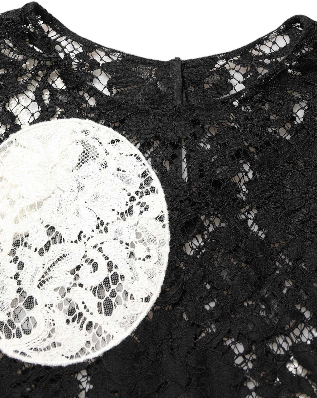 Dolce & Gabbana Black White Floral Lace Short Sleeve Blouse Top Zwart