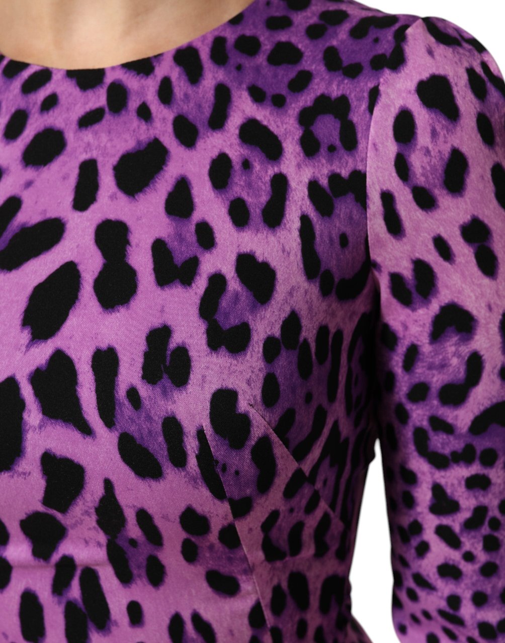 Dolce & Gabbana Violet Leopard Sheath Bodycon Mini Dress Paars