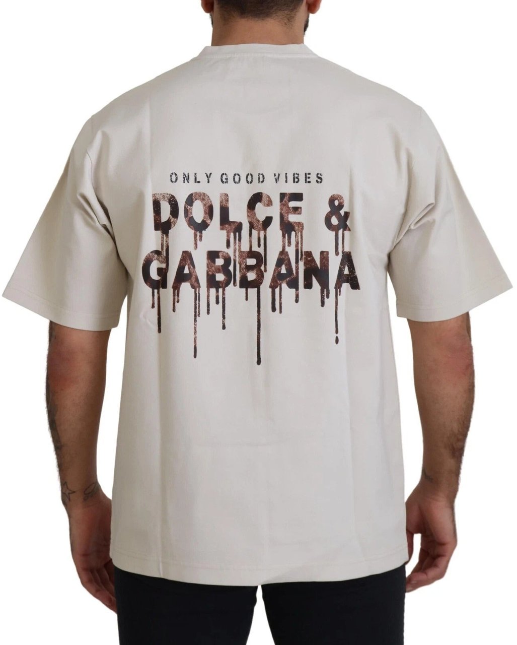 Dolce & Gabbana Ivory Cotton Ivory Printed Crewneck Wit