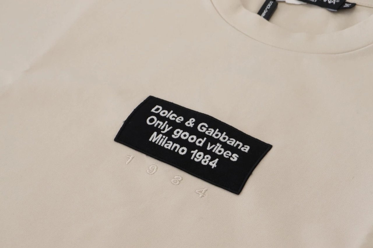 Dolce & Gabbana Ivory Cotton Ivory Printed Crewneck Wit
