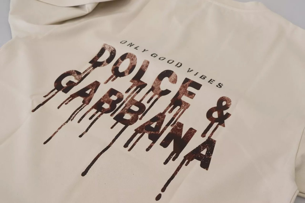 Dolce & Gabbana Ivory Cotton Ivory Printed Crewneck Wit