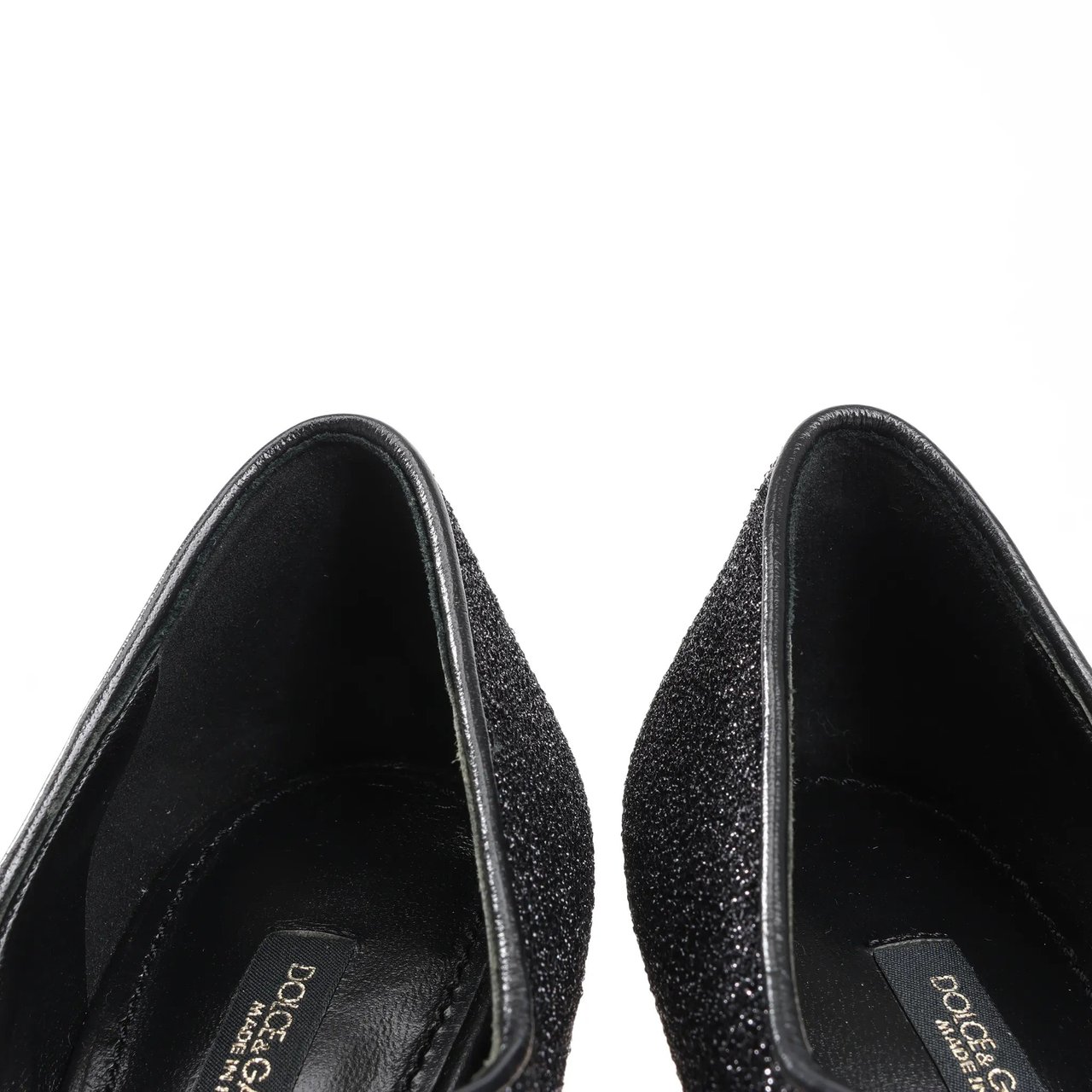 Dolce & Gabbana Dolce & Gabbana Cloth x Glitter DG logo Mary Jane Heels Baroque in Black, Size 36 EU Zwart