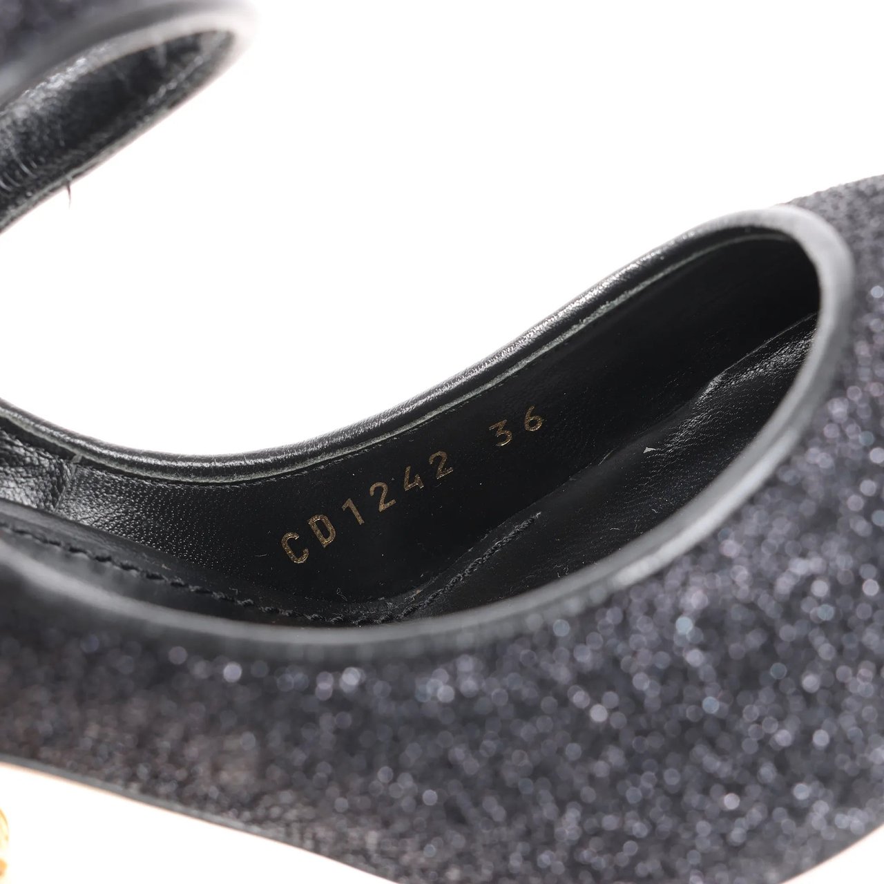 Dolce & Gabbana Dolce & Gabbana Cloth x Glitter DG logo Mary Jane Heels Baroque in Black, Size 36 EU Zwart