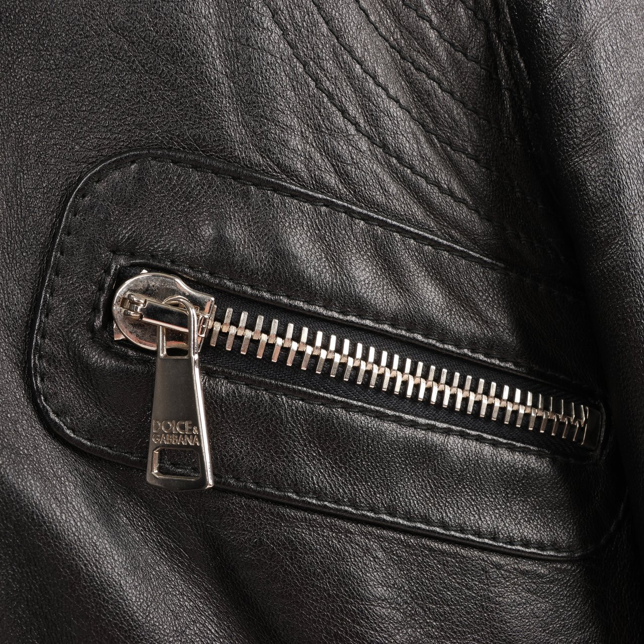 Dolce & Gabbana Dolce & Gabbana Black Leather and Leopard Biker Jacket, Size 38 Zwart