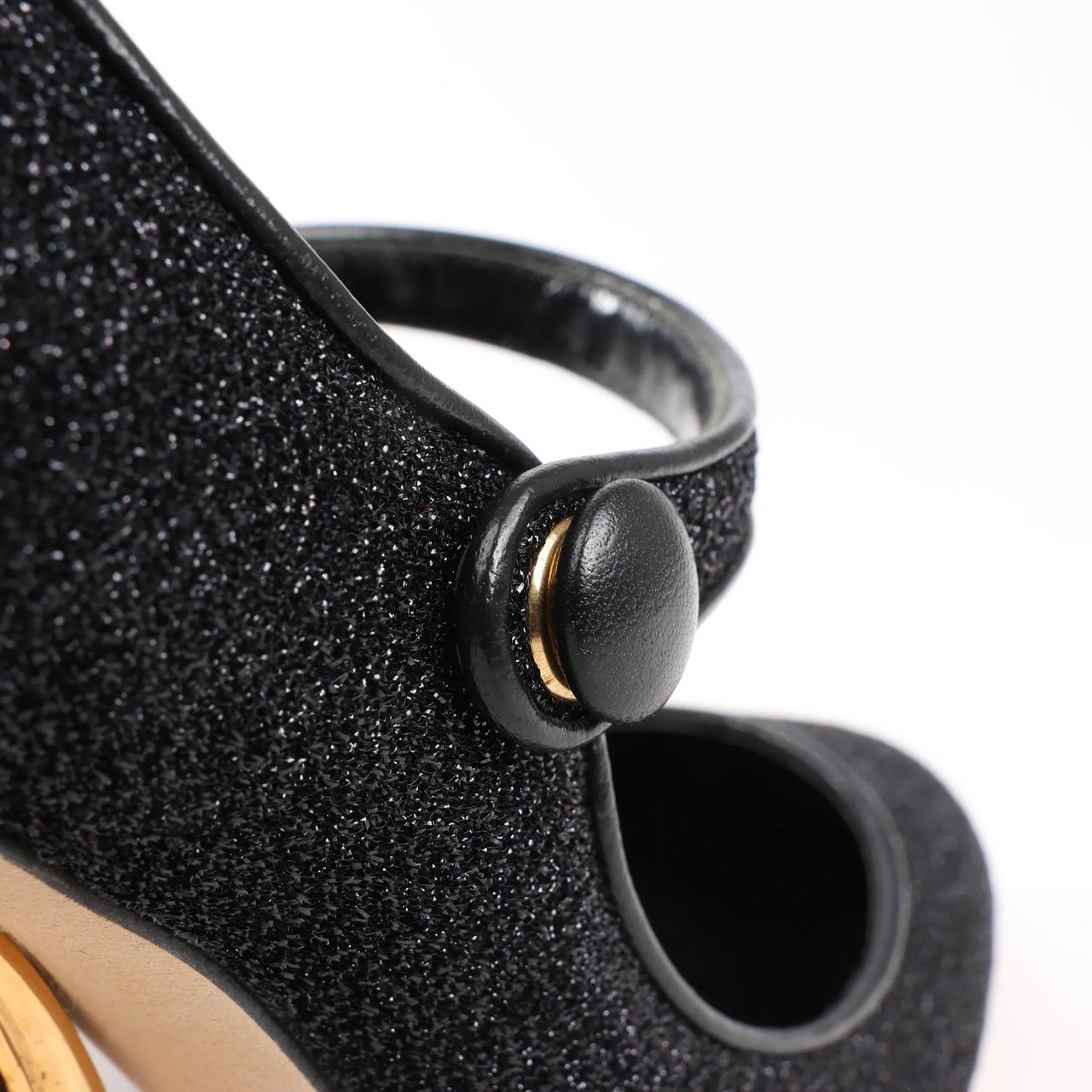 Dolce & Gabbana Dolce & Gabbana Cloth x Glitter DG logo Mary Jane Heels Baroque in Black, Size 36 EU Zwart