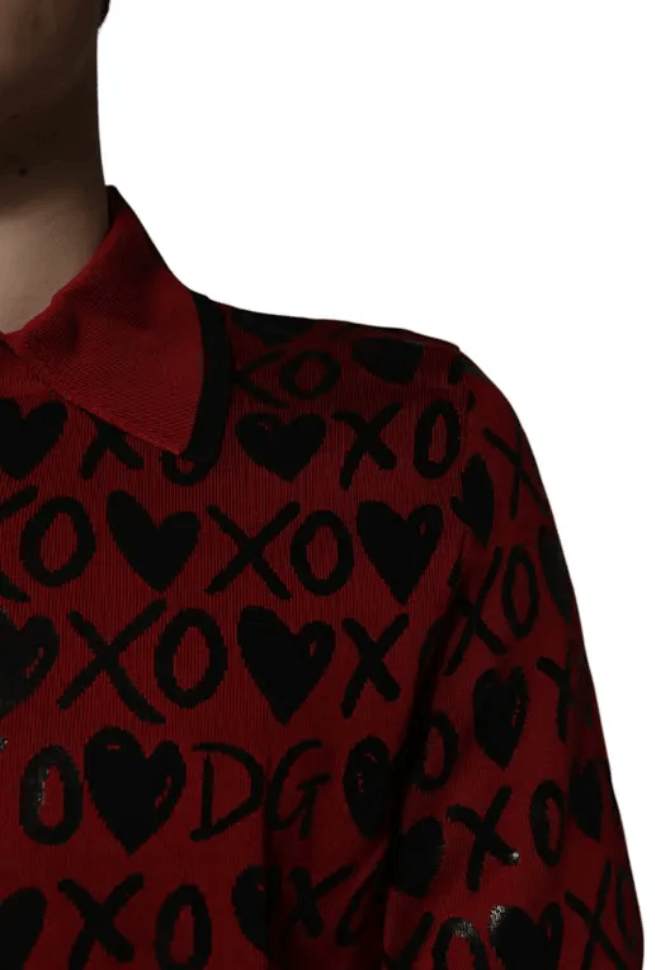 Dolce & Gabbana Men's Red XOXO Print Polo Shirt Rood