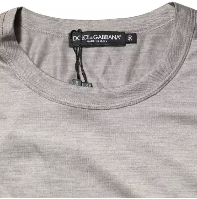 Dolce & Gabbana Dolce & Gabbana Beige Hazelnut Silk Shortsleeve Shirt T-shirt Grijs