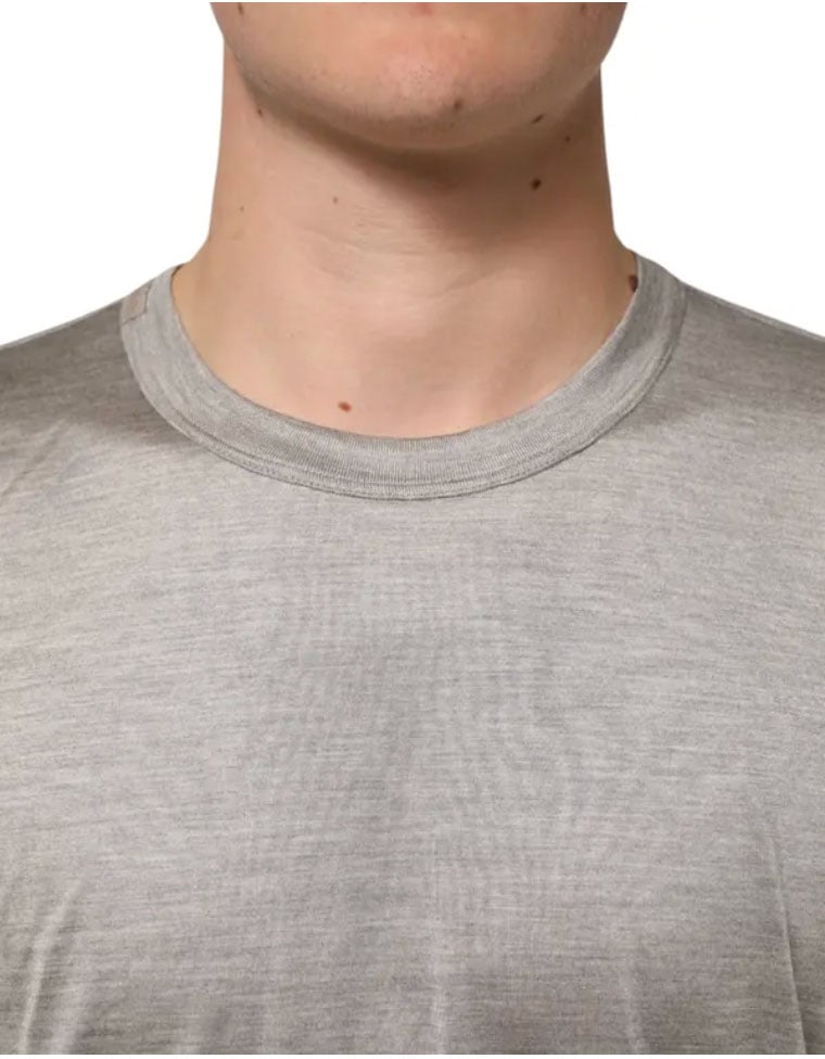Dolce & Gabbana Dolce & Gabbana Beige Hazelnut Silk Shortsleeve Shirt T-shirt Grijs