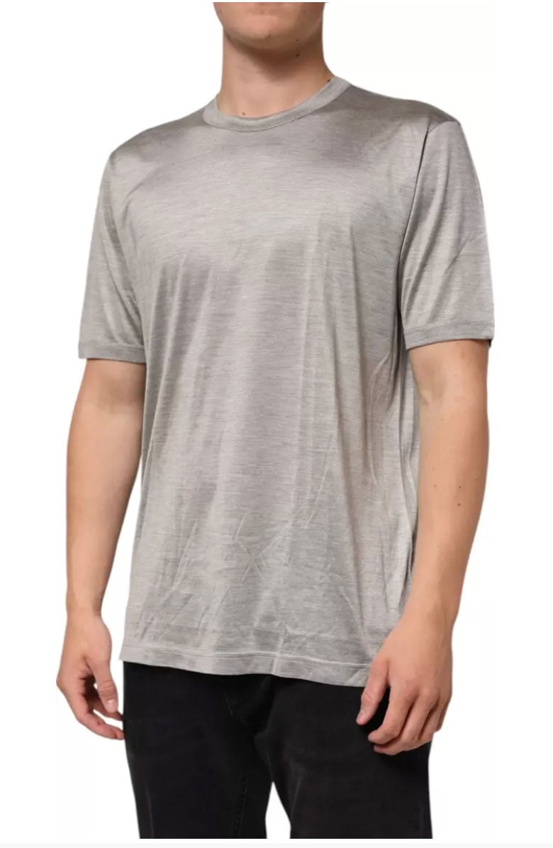 Dolce & Gabbana Dolce & Gabbana Beige Hazelnut Silk Shortsleeve Shirt T-shirt Grijs