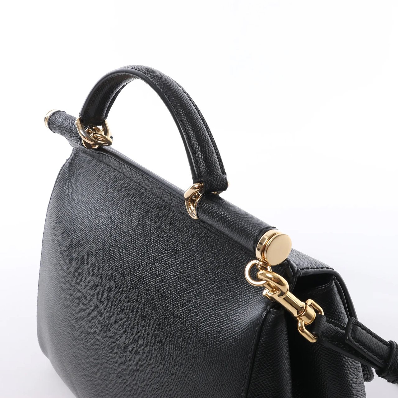 Dolce & Gabbana Sicily Dauphine Leather Handbag in Black Zwart