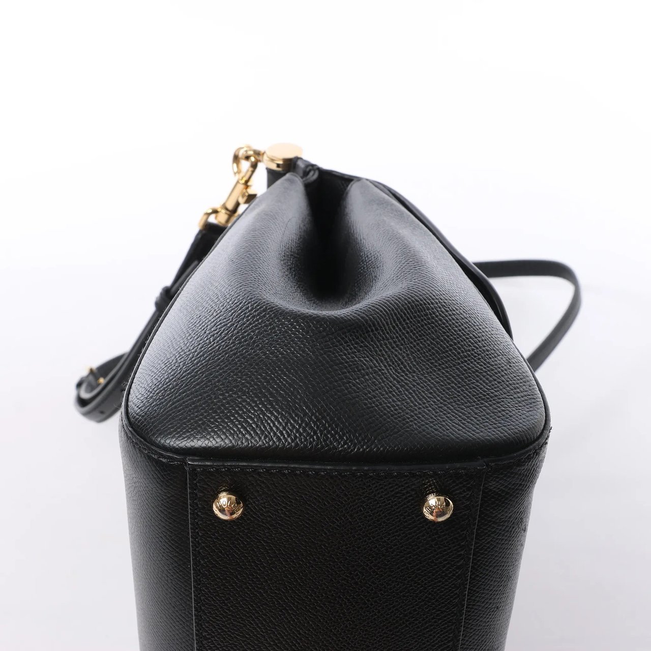 Dolce & Gabbana Sicily Dauphine Leather Handbag in Black Zwart