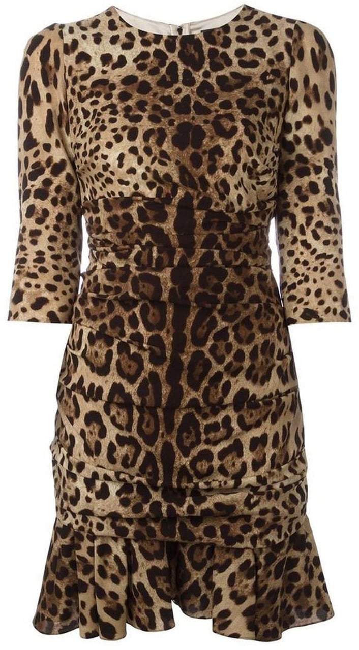 Dolce & Gabbana Dolce & Gabbana Silk Leopard Ruched Dress Bruin