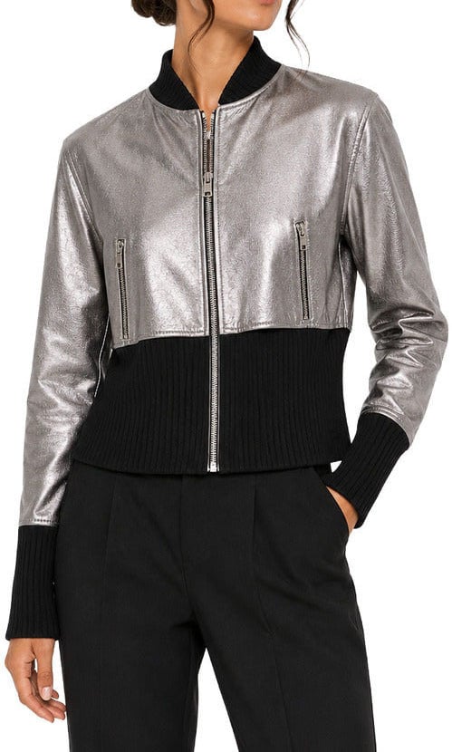 Dolce & Gabbana Bomber Jacket with Knitwear Grijs