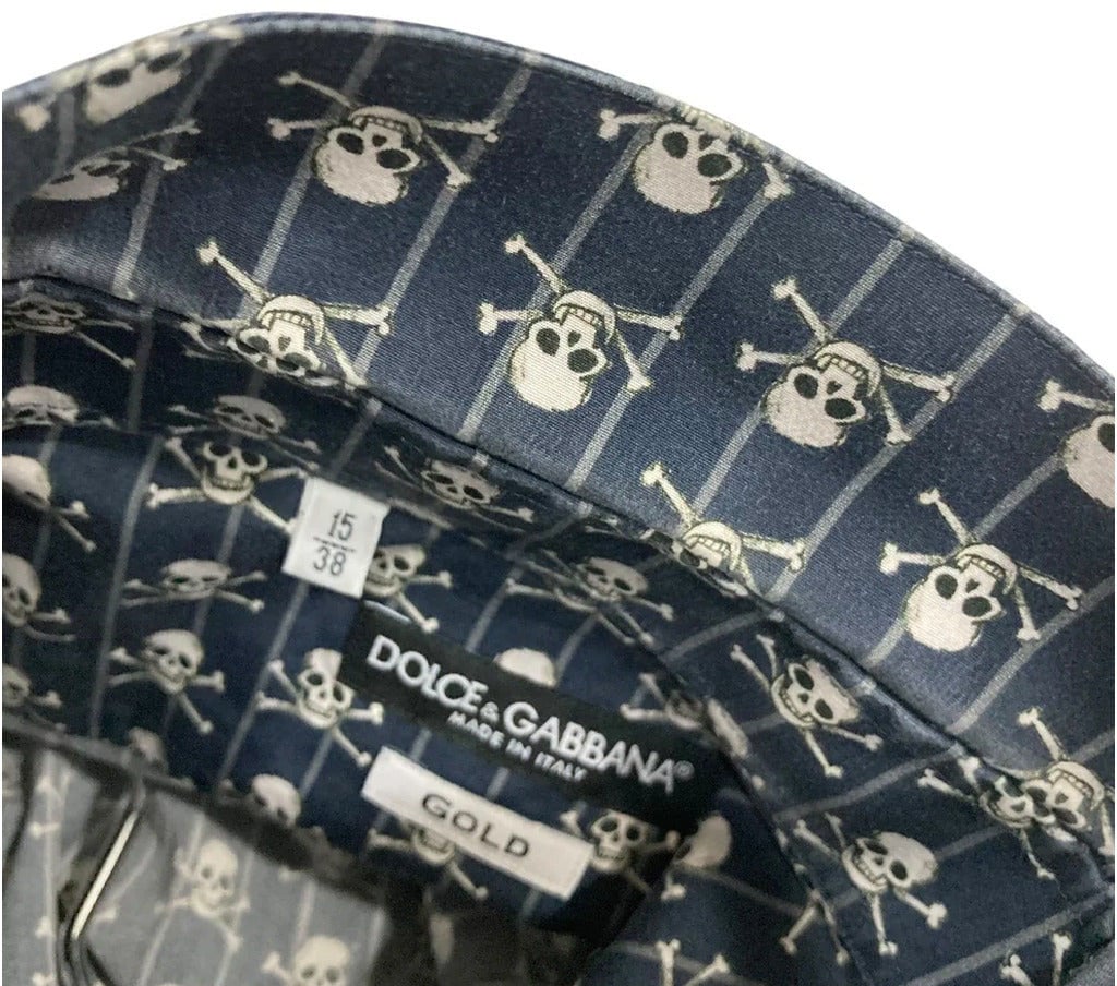 Dolce & Gabbana Shirt Stampa Teschi Blauw