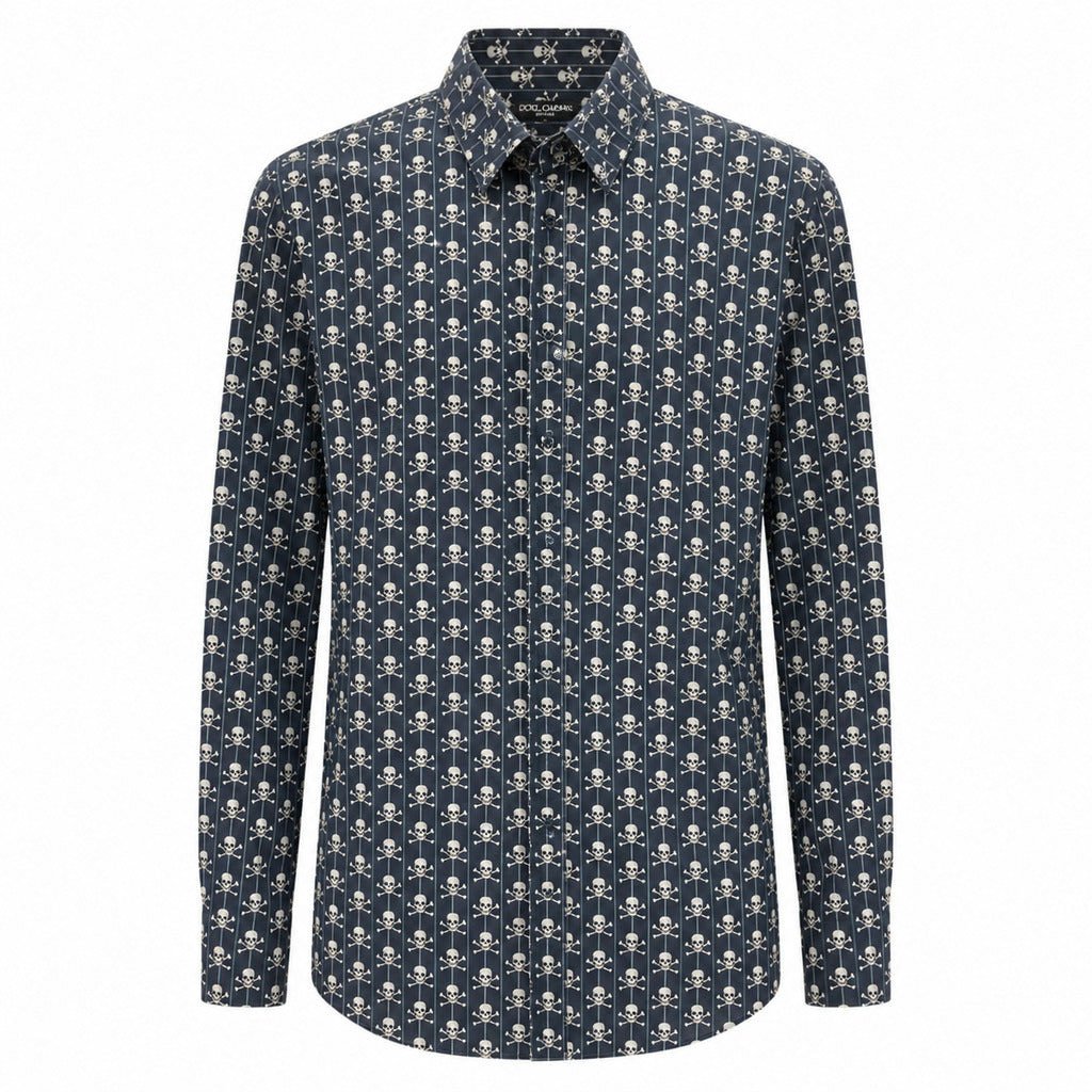 Dolce & Gabbana Shirt Stampa Teschi Blauw