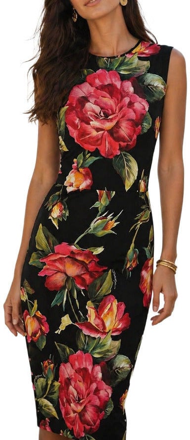 Dolce & Gabbana Dress Smanicato Floreale Zwart