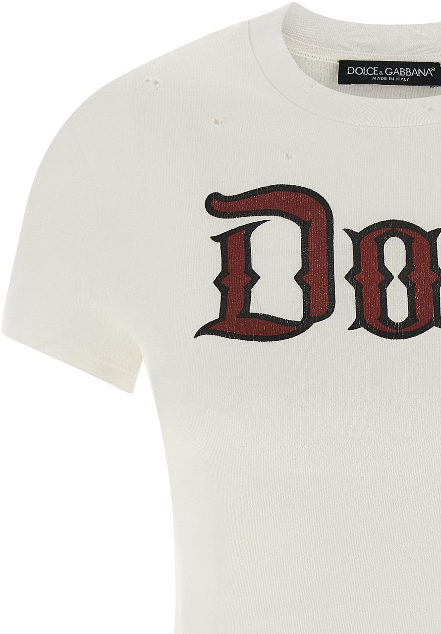 Dolce & Gabbana White Cotton T-Shirt Wit