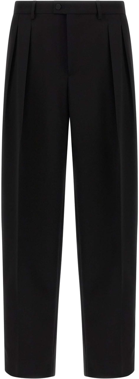 Dolce & Gabbana Black Virgin Wool Dress Pants Zwart