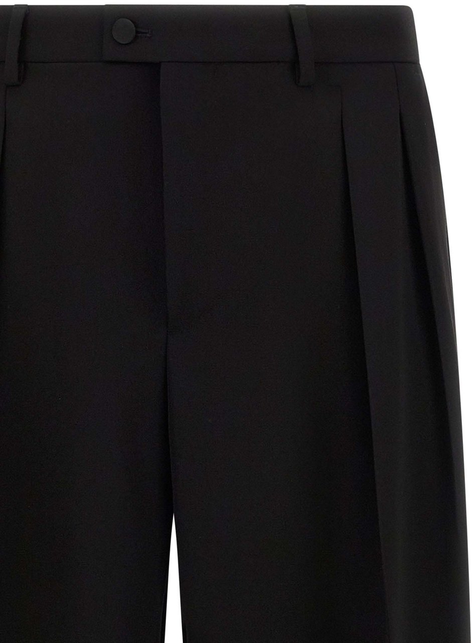 Dolce & Gabbana Black Virgin Wool Dress Pants Zwart